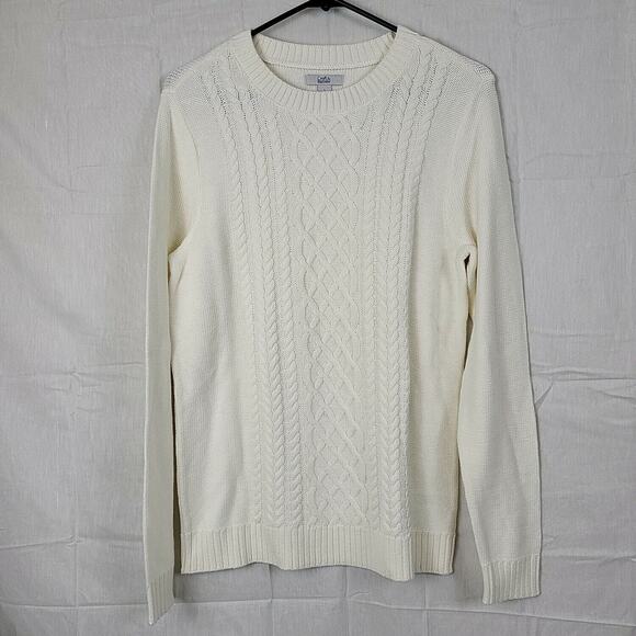 Croft & Barrow Womens Ivory Cable Knit Crew Neck Pullover Sweater Size Small - Picture 1 of 8